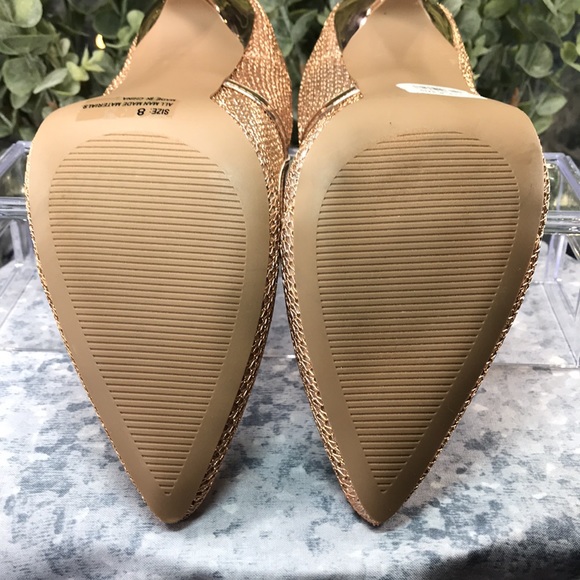 Charlotte Russe Milia Rose Gold Metallic Mesh 4” Heels Women’s 8M 💛Like NEW💛 - Picture 8 of 13